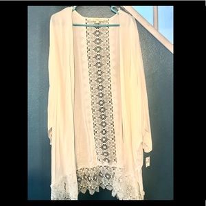 Rewind White Lace Kimono 3X
